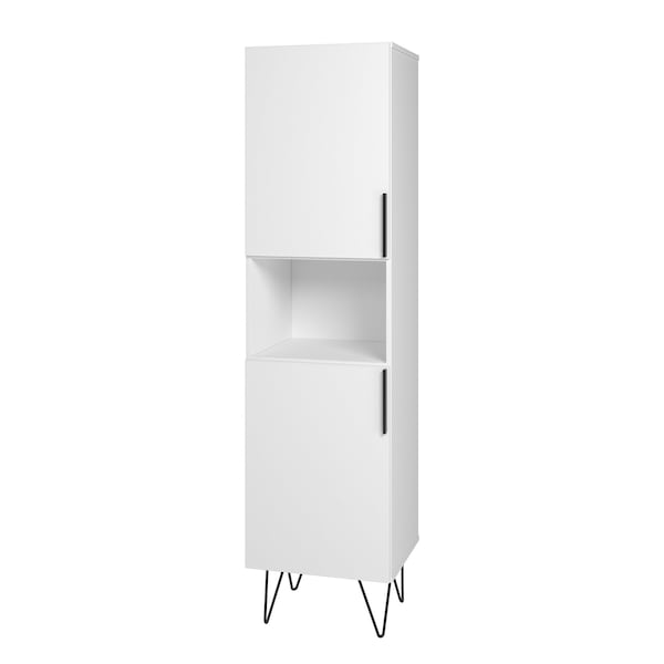 Manhattan Comfort Beekman 17.51 Narrow Bookcase Cabinet with 5 Shelves in White 404AMC198 - main